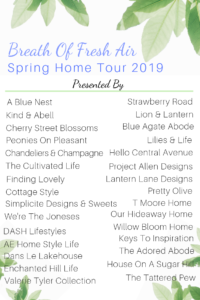 breath of fresh air spring home tour: neutral modern farmhouse/California cool living room with pops of warm leather and blue.